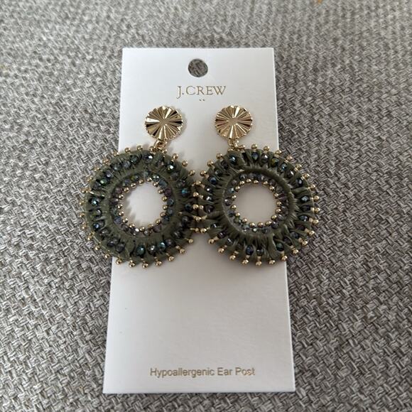 J. Crew Green Beaded circle earrings - Picture 3 of 8